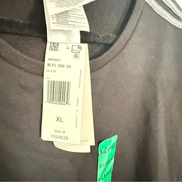 Adidas Black Crewneck Sweatshirt 3-Stripes NWT XL - Picture 5 of 6